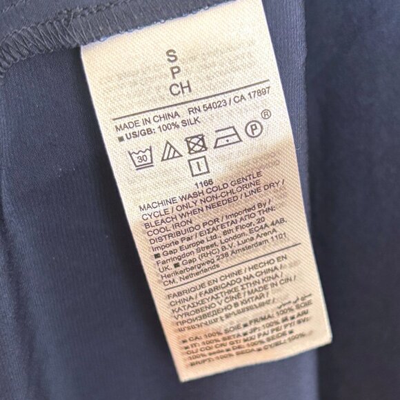 Banana Republic Serenade Dress 100% Silk Maxi Navy Blue Long Tank Flowy Small S - Picture 14 of 14